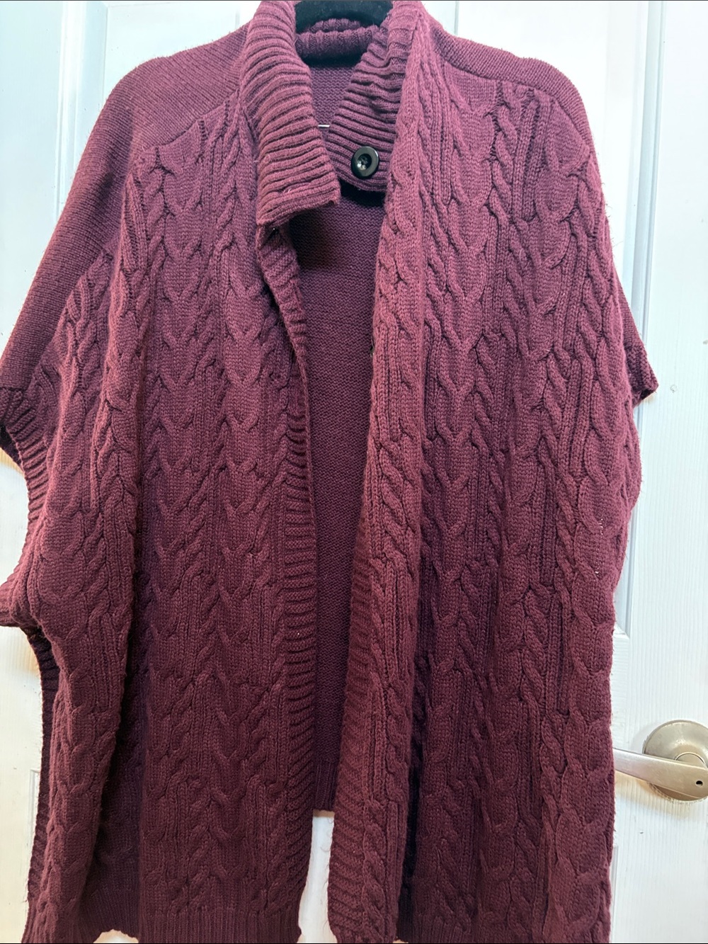 Source Unknown Burgundy Cable Knit Open-Front Sweater Cardigan